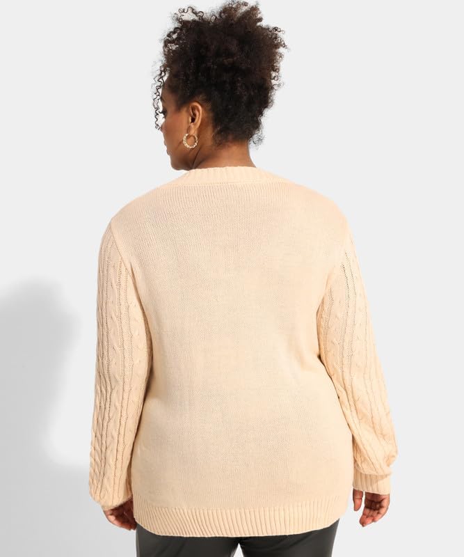 Image of TIYOMI Plus Size Sweaters for Women 2025 Long Sleeve Pullover Sweaters V Neck Casual Fall Tops Loose Winter Knit Sweater