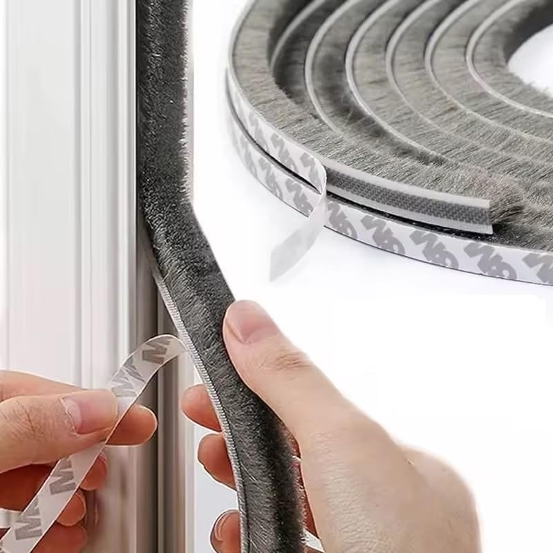 Veda Frestas Escova Fita Adesiva Vedação Janela Porta 10x7mm - 10 Metros - Youtek