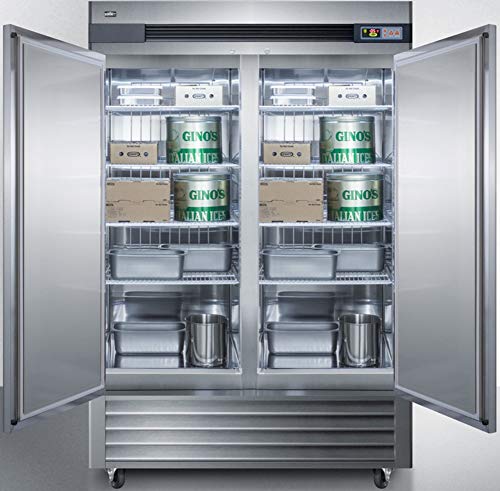 Summit Appliance Scff497 Commercial 493 Cu.ft. Reach-In All-Freezer In Complete Stainless Steel With French Door Swing, Self-Closing Doors, Microprocessor Control Panel, Open Door Alarm And Lock #TOP3