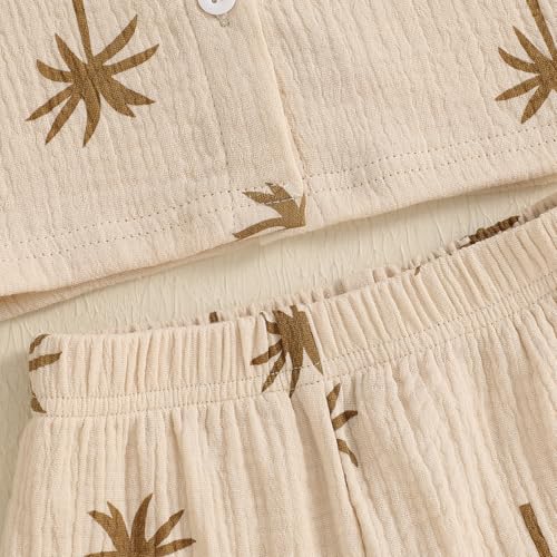 Image of Thorn Tree Toddler Boy Summer Clothes Button Down Shirt & Shorts 2Pcs Tree Printed Casual Beach Outfits