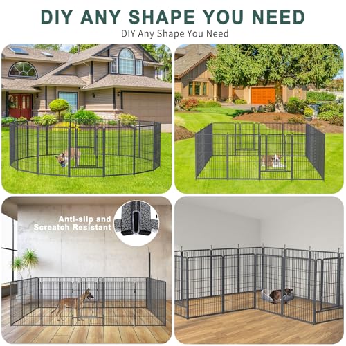 Image of Musen Dog Playpen Outdoor, 16 Panels Dog Pen 40 inch Height Dog Fence Exercise Pen with Doors for Large /Medium /Small Dogs, Portable Pet Playpen for Yard, RV, Camping, Hammer Paint Finish