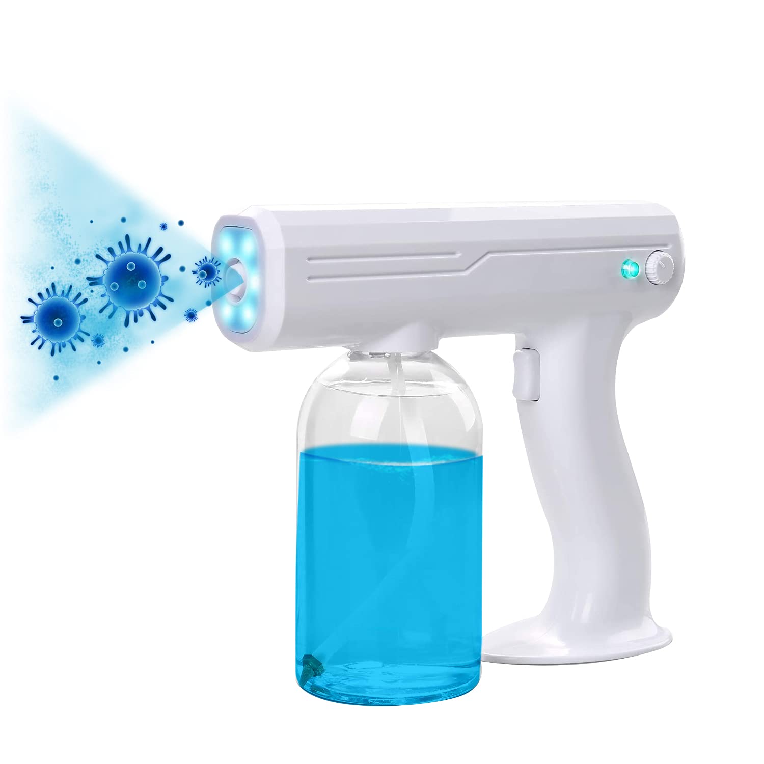 MGOD Electric Sprayer Portable ULV Handheld Blue Light Nano Sterilization Atomizer Wireless Rechargeable Steam Spray for Office Station School Restaurant Garden Home (27 OZ-800ml-B)