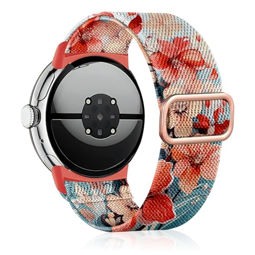 Zspoly Nylon Armband Kompatibel mit Google Pixel Watch 2/1/3 4 (41 mm) Stoff Verstellbares Dehnbare Ersatzarmband für Google Watch 3 Männer/Frauen