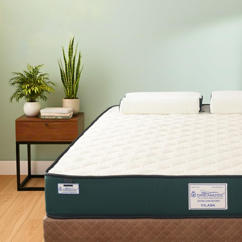 DREAMZEE Vilasa™ 100% Full Natural Latex Mattress Single Size 72x36x5 Inches | Mono-Zone | Natural Series | Medium Comfort | Eco-Institut Certified | 12 Years Warranty