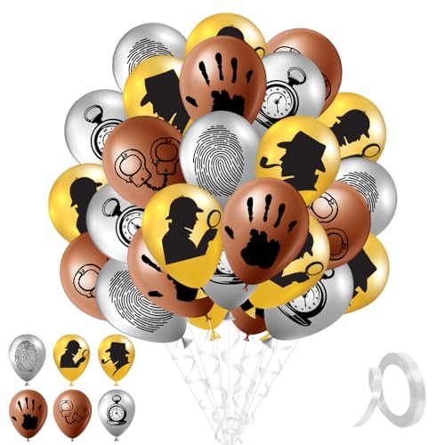 30 unidades detetive balões, detetive Toppers Globos, detetive decorações de balões de aniversário, material de festa de detetive, para festa de detetive dos anos, decoração de aniversário
