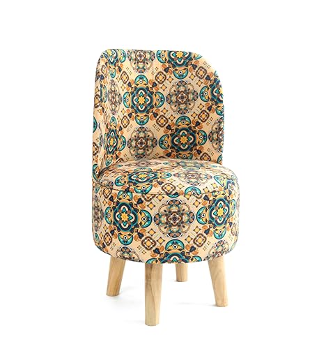Image of NACIA Elegant Velvet Printed Ottoman Chair | Dressing Table Chair for Bedroom Makeup Room Decor | Modern Upholstered Ottoman with Wooden Legs for Living Room & Home (18x18x32 Inches, Green Buta)