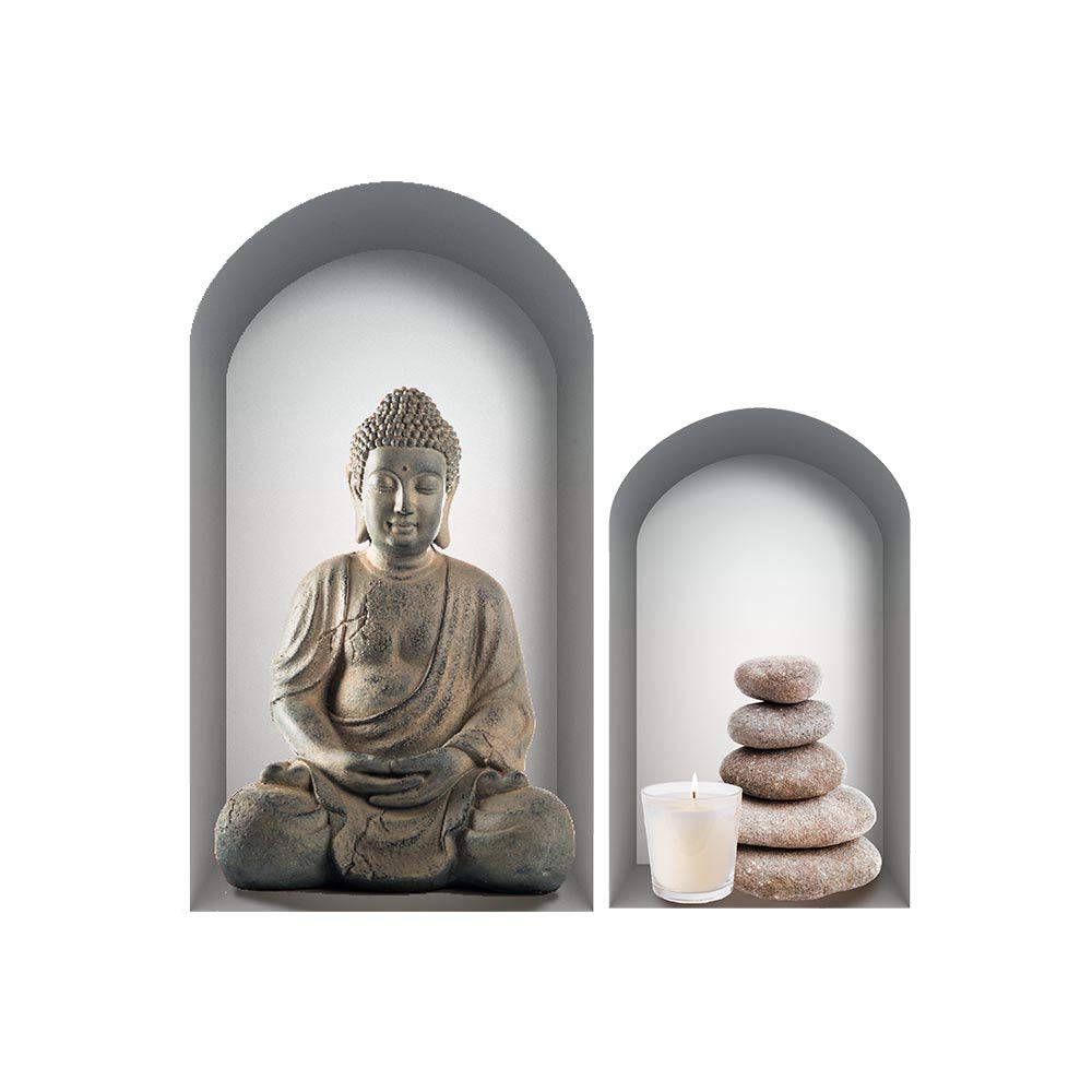 Zen et Ethnique Wall Sticker Kennel Buddha, Beige Or Cream, to Evoke Buddhist Serenity and Spirituality