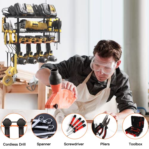 Intpro Power Tool Organizer Tool Storage And Organization Wall Mount Power Tool Holder Accessories Utility Tool Rack Hanger Shelf For Cordless Drill Wrench Screwdriver Garage #TOP6