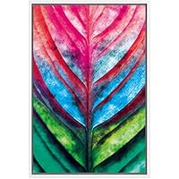SIGNWIN Framed Canvas Wall Art Bright Red, Blue and Green Tropical Palm Leaves Botanical Plants Watercolor Abstract Modern Closeup Colorful for Living Room, Bedroom, Office - 16