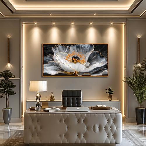 Image of AOZEMI White Wall Art Floral Wall Pictures for Office