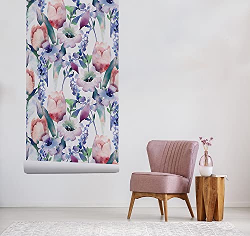 Papier peint lavable violet bouquet de printemps pour mur humide