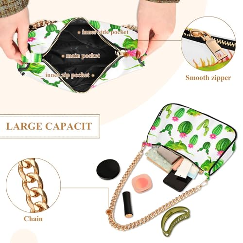 Cacti Watercolor Iguanas Floral Ladies Shoulder Bag Prints for Women Hobo Totes Purse Bags Chain Strap Zipper Chain Purses4