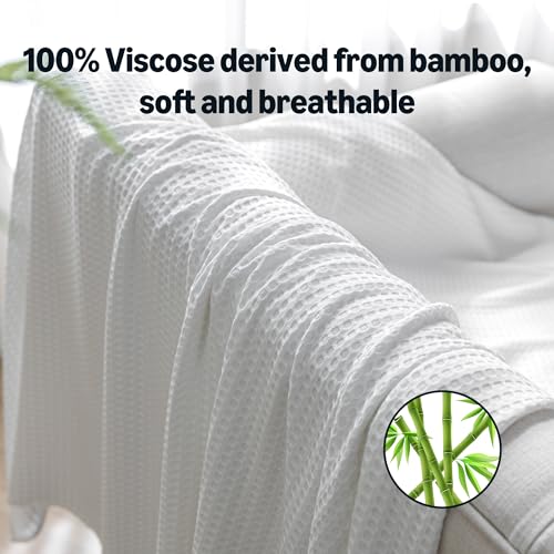 Amazon Basics Waffle 100% Viscose from Bamboo Blanket, Throw, White - image 4