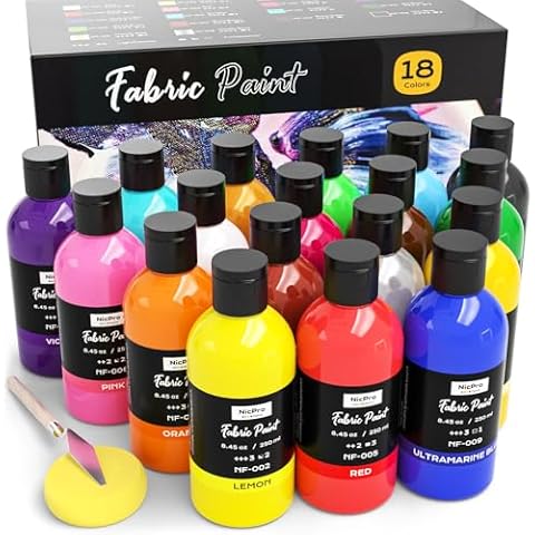Nicpro 18 Colors Permanent Fabric Paint Set Cover
