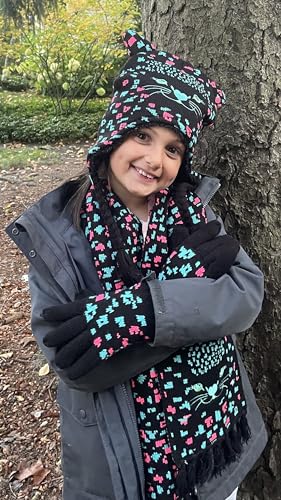 Image of N'Ice Caps Kids Hat Glove Scarf Girls 3 Piece Winter Knit Set Sherpa Lined