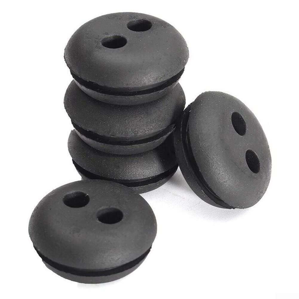 10pcs 2-Hole Black Rubber Fuel Gas Tank Line Grommet For Home Trimmer Lawn Mower