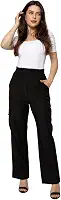 Calça Cargo Sarja Feminina Cintura Alta com Elástico CL-0019