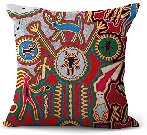 Artsocket Set Of 4 Linen Throw Pillow Covers Mexican Huichol Decorative Pillow Cases Home Decor Square 22X22 Inches Pillowcases #TOP3