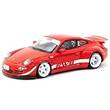 RWB 997 Red with White Stripes and Wheels Philadelphia Hobby64 Series 1/64 Diecast Model Car by Tarmac Works T64-057-PH