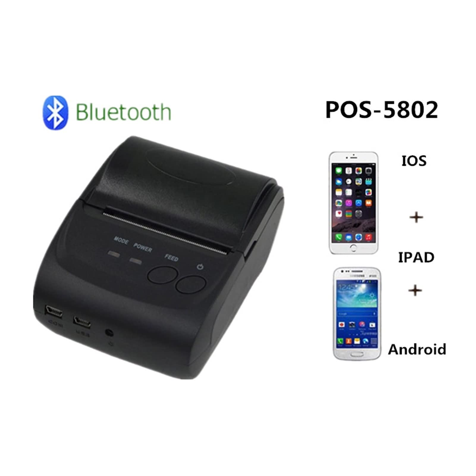 Supermercado Takeaway Pedido por Venta al por Menor Teléfono móvil Bluetooth Portátil Mini 58mm Impresora de Recibos térmicos