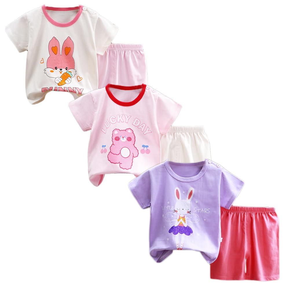 Bebé Niños Conjunto de 3 Juegos de Manga Corta y Pantalones Cortos de Media Manga, Paquete de 6 (con/sin Hebilla para el Hombro) — view 12