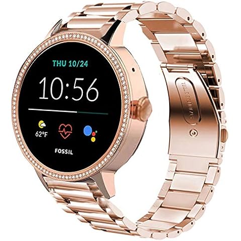 Compatible for Fossil Women Gen 5E Band, onetuo Stainless Steel Metal Replacement Strap Bracelet Compatible for Fossil Women's Gen 5E 42mm Smartwatch (Rose Gold) Cover