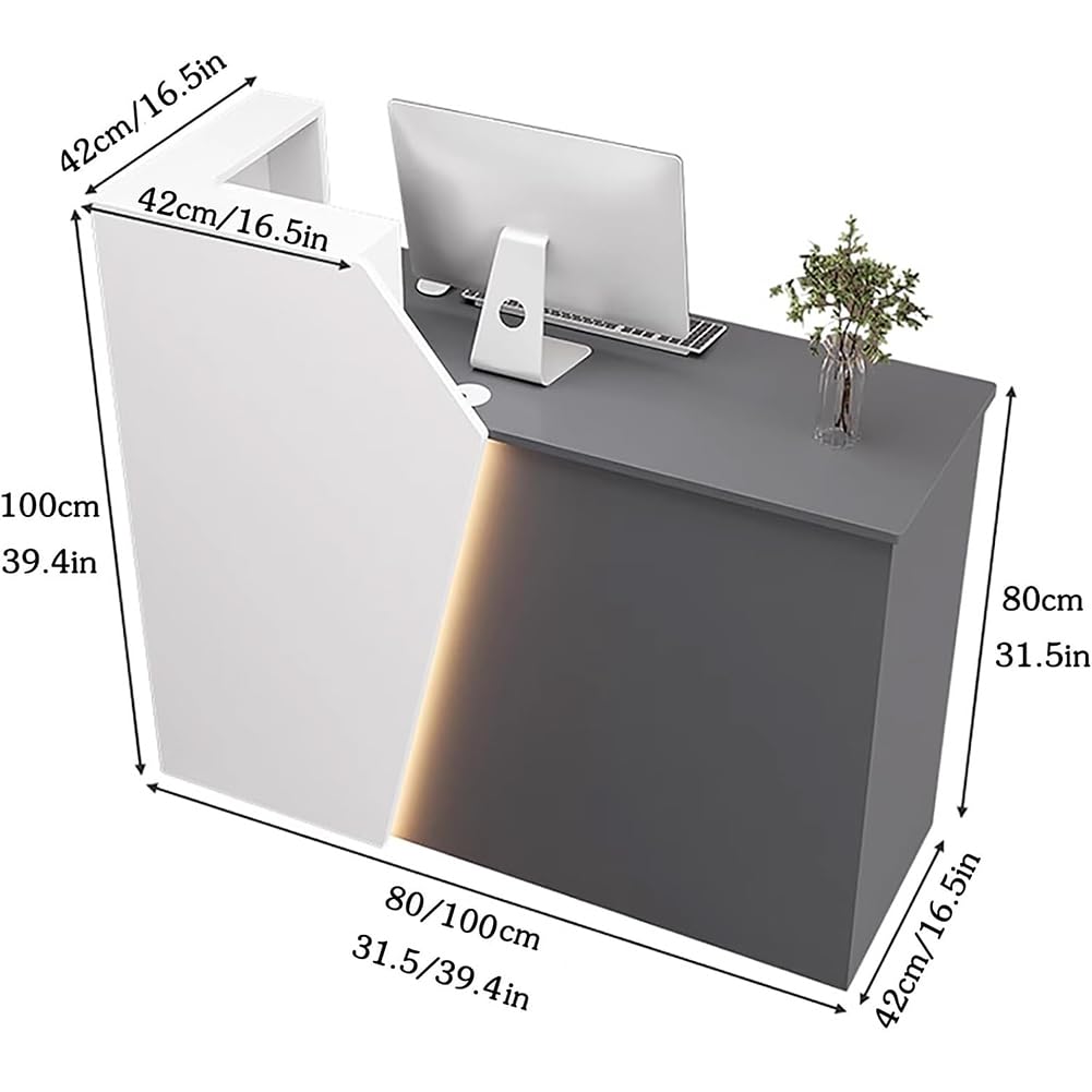 Scrivania modulare a LED per reception con cassetti chiudibili - Esclusivo contatore registratore di cassa da 80 cm per negozi e aree di ricevimento - Design elegante e caratteristiche funzionali