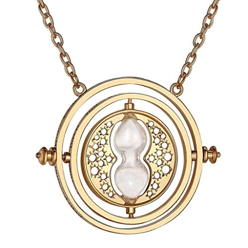 Collar giratiempo reloj arena beige color oro hermión harry potter mujer