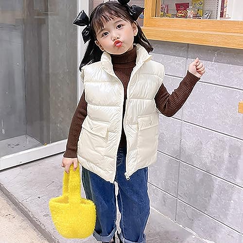Toddler Boys Girls Winter Vest Sleeveless Collar Solid Color Down Vest with Pockets Smooth Zipper Jacket4