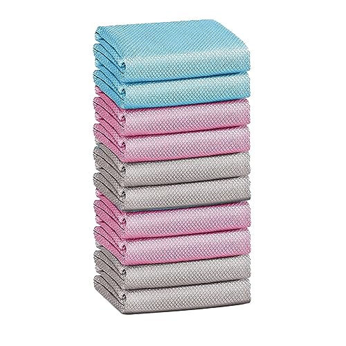 Wzxhew Panno da cucina in microfibra a nido d'ape, doppio lato, vellutato, bambù, carbone, olio, pulizia antiaderente, 10 pezzi, 25 x 25 cm (I, taglia unica)