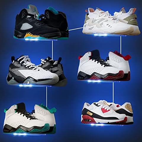 OAPRIRE Floating Shoe Display Shelf Set of 6 with Lights, Glow Color Changing Shoe Wall Shelf, Levitating Sneaker Shelves, Display Your Top Shoes Cover
