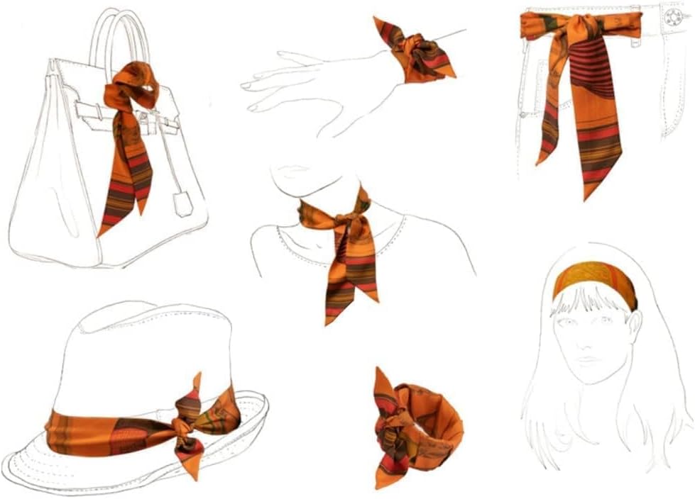 JERLA 100% Mulberry silk Scarf Head Hair Ribbon Handbag Handle wrap Tie Bundle Neckerchief Scarf for women - Image 4