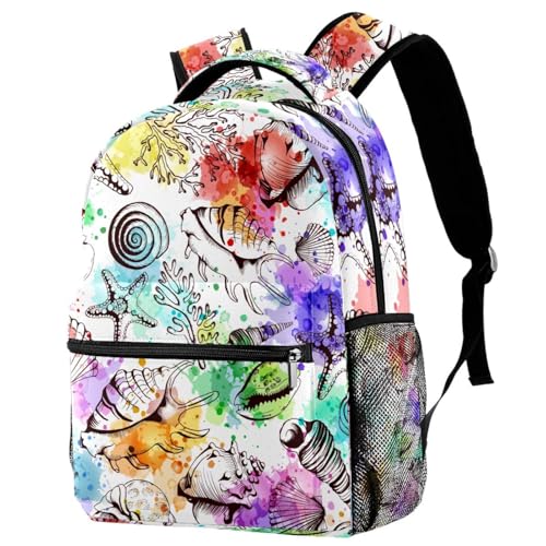 Sac à dos d'école coquillages pour adolescents pour ranger classeurs et grand volume