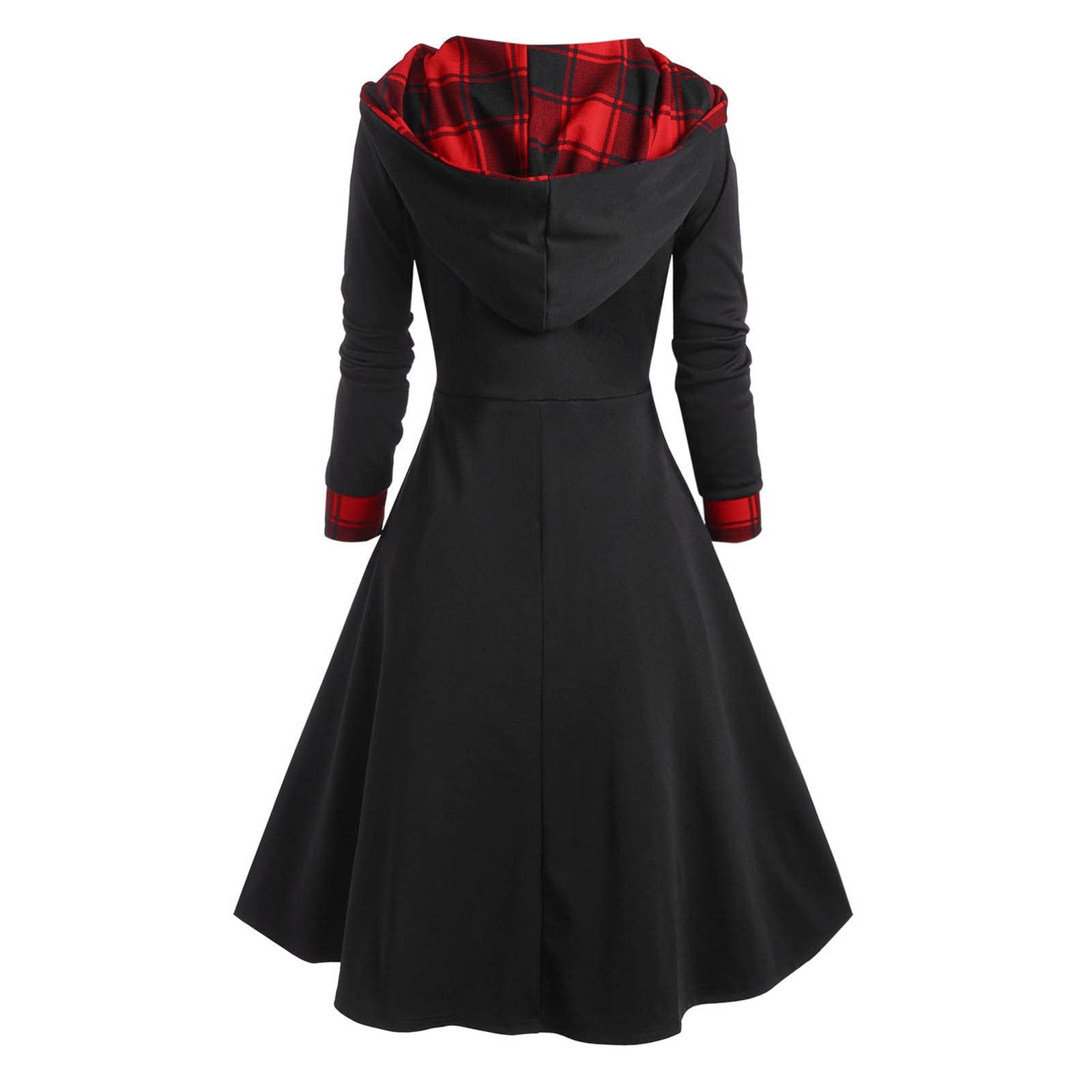 Sukienka damska w stylu vintage, w stylu steampunk, pled, patchwork, guziki, kaptur, retro, rockabilly, punk,