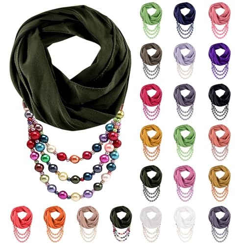HGps8w Women's Bohemian Retro Ethnic Crystal Bead Jewelry Pendant Chiffon Scarf Necklace Soft Infinity Scarves2