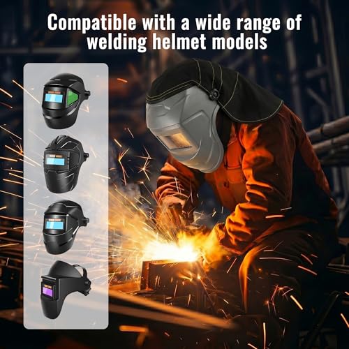 Image of Welding Helmet Cover, Flame Retardant Neck Shield with Press Fit Seal, Anti-Glare Heat Resistant Protective Sleeve Compatible with Most Standard Welding Helmets