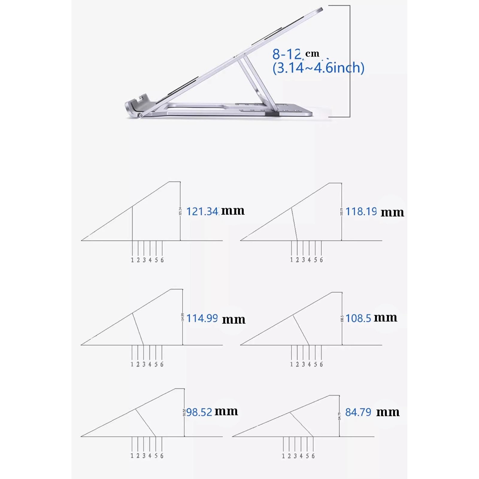 Podstawka do laptopa Biurko, Podstawka do laptopa, Składana podstawka do laptopa, Aluminium, Ergonomiczny uchwyt do notebooka, 6-stopniowa regulacja prędkości, Przenośna podstawka do laptopa, Wszystki