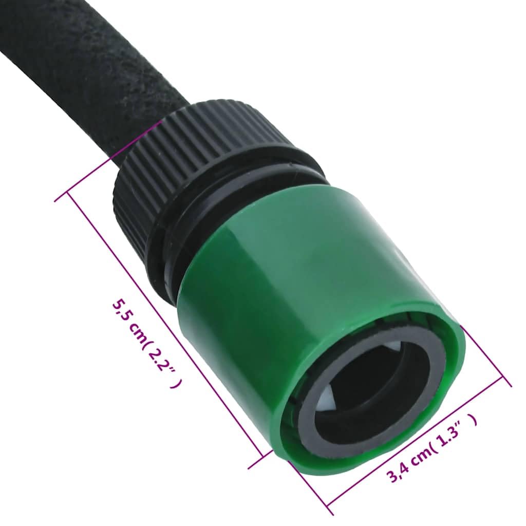 Manguera de goteo negra de 100 m de goma flexible para riego, riego, limpieza, sin dobleces, extensible, con conector, acoplamiento y accesorios para patio