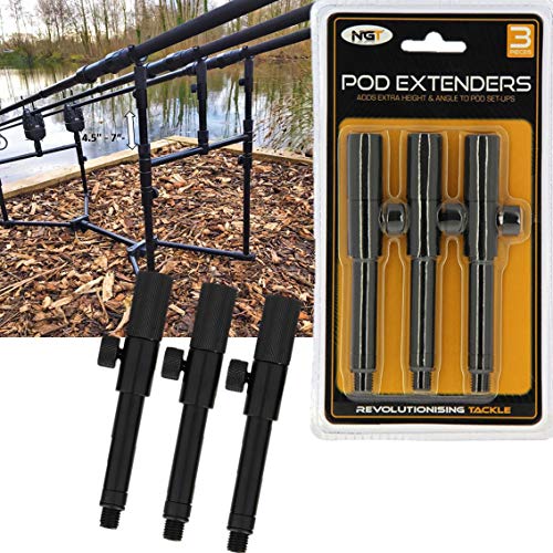 Bankstick Buzz Bar Pod Extenders Set de 3 añade extra 11,4 cm - 7 pulgadas de pesca de carpa Cover