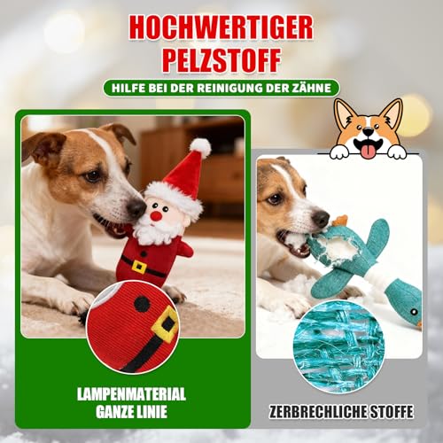 PIujsym Hundespielzeug Weihnachten, Kauspielzeug Hunde, Robustes & Interaktives Spielzeug für kleine bis große Hunde, Quietschendes Spielzeug zur Zahnreinigung, Ideal Dog Toys Geschenk zu Weihnachten