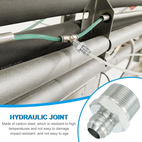 Image of PATIKIL Pipe Adapter Connector 1-1 /16 inch Male 74 Flare JIC x 1-1 /4 inch Male R Pipe Fitting Oil Feed Restrictor Fitting Hydraulic Connector for Oil Steam Water Pipelines System