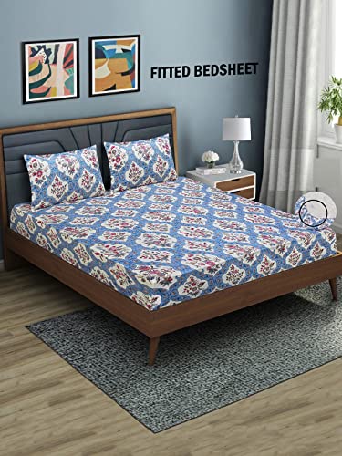 Image of Super Soft All Round (Elastic Fitted) Single Bed Bedsheet with 1 Pillow Cover- 4 Feet x 6 Feet - 48 Inches x 72 Inches x 6 Inches-Single
