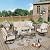 MIXPATIO 4 PCS Outdoor Patio Furniture Set, 3-Seater Sofa, Highback Swivel Chair with 5.5" Extra Thick Cushion & Coffee Table, All Weather Patio Conversation Set for Lawn Deck Backyard, Cream/Beige