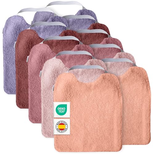 MIMUSELINA Pack de 10 Baberos Bebe Impermeables BLW Reutilizable | Babero Bebe Recien Nacido de Rizo y Algodón | Ideales para Guarderia | Fabricados en España