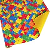 BIOBROWN Building Blocks Wrapping Paper for Boys Girls 43cm x 10m Colorful Building Bricks Design Gift Wrap Paper for Kids Birthday Party Toy Lovers