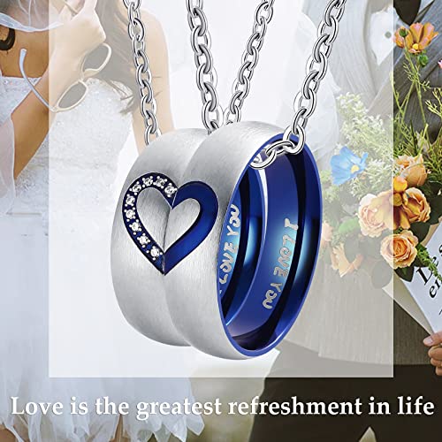 Colliers en acier inoxydable pour couples pour sceller votre amour avec le pendentif cœur uni - 4
