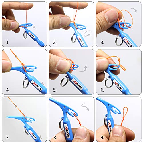 SAMSFX Fishing Loop Tyer and Quick Knot Tool Fishing Hook Remover Tools (Orange Handle)
