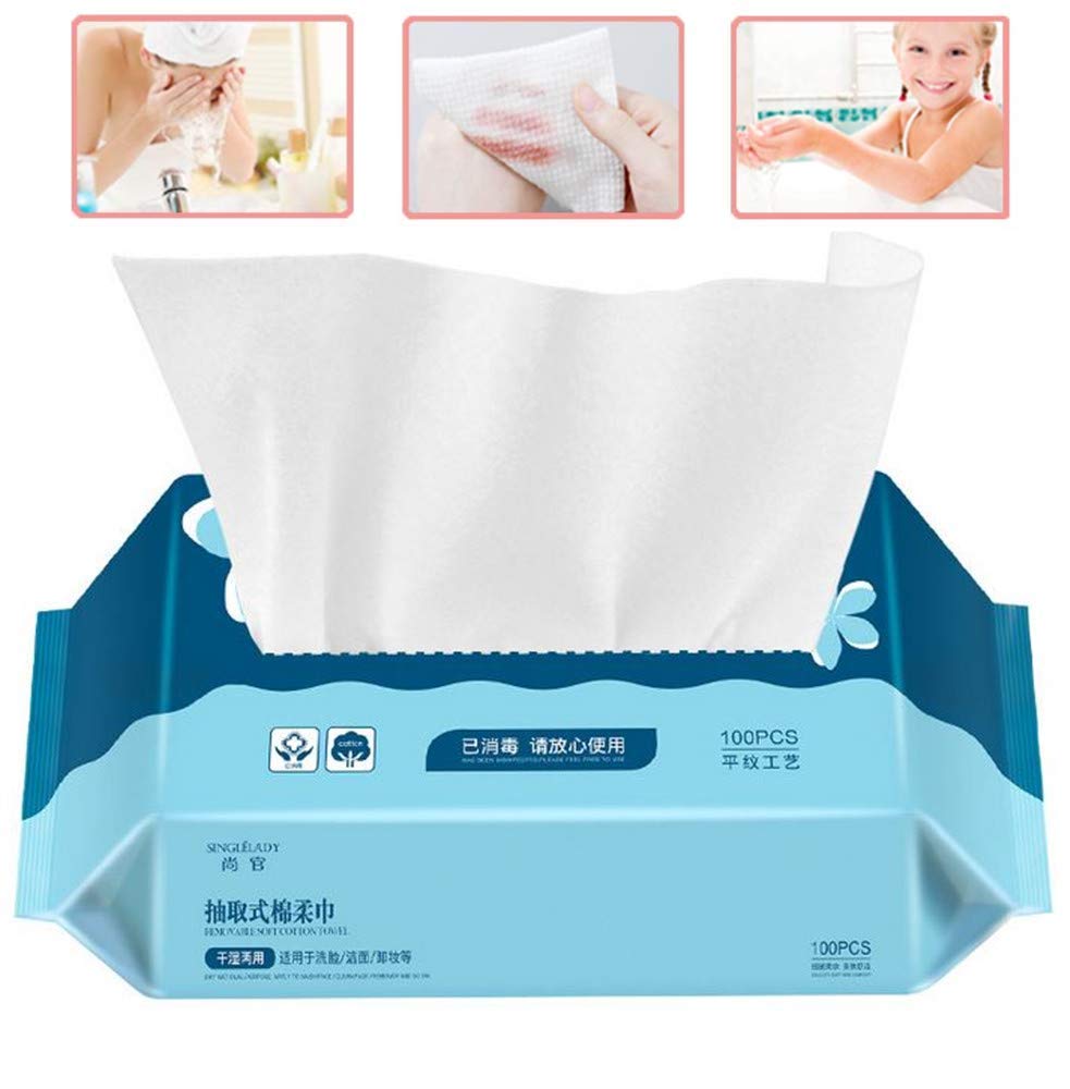 XICHEN1 Bagged of 100 pcs Disposable Towel for Washing Face Cotton Pads Cosmetic Cotton Can be wet and dry