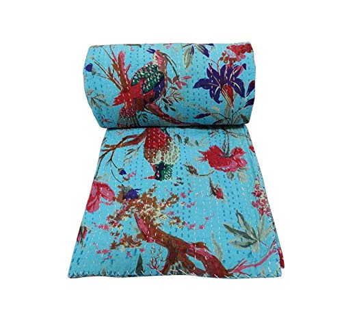 Textile Work Creations Bedcover Bedspread Kantha Quilt Indian Bedding Handmade Throw Tapestry Handmade Pure Cotton Quilted-image-22