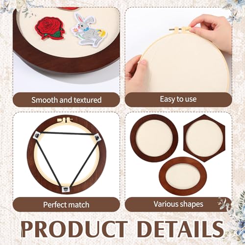Image of Vercraft 3 Set Embroidery Hoop Frame 8 Inch Decorative Wood Embroidery Frame with 8 Inch Cross Stitch Hoop for Display Finished DIY Art Craft Hanging Sewing Ornaments, Round, Hexagon, Oval